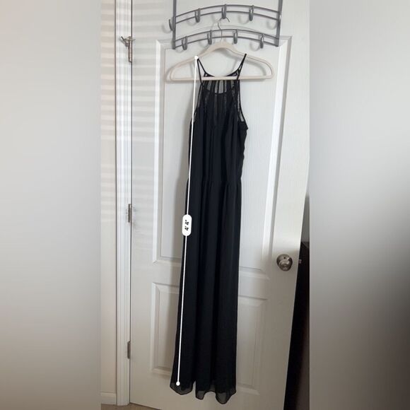 City Chic high neck lace panel maxi dress Flowy M SZ 20 gothic black industrial - Picture 10 of 13